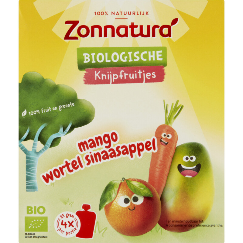 Een afbeelding van Zonnatura Biologische knijpfruit mango wortel