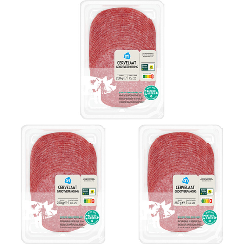 Een afbeelding van AH Cervelaat grootverpakking 3-pack