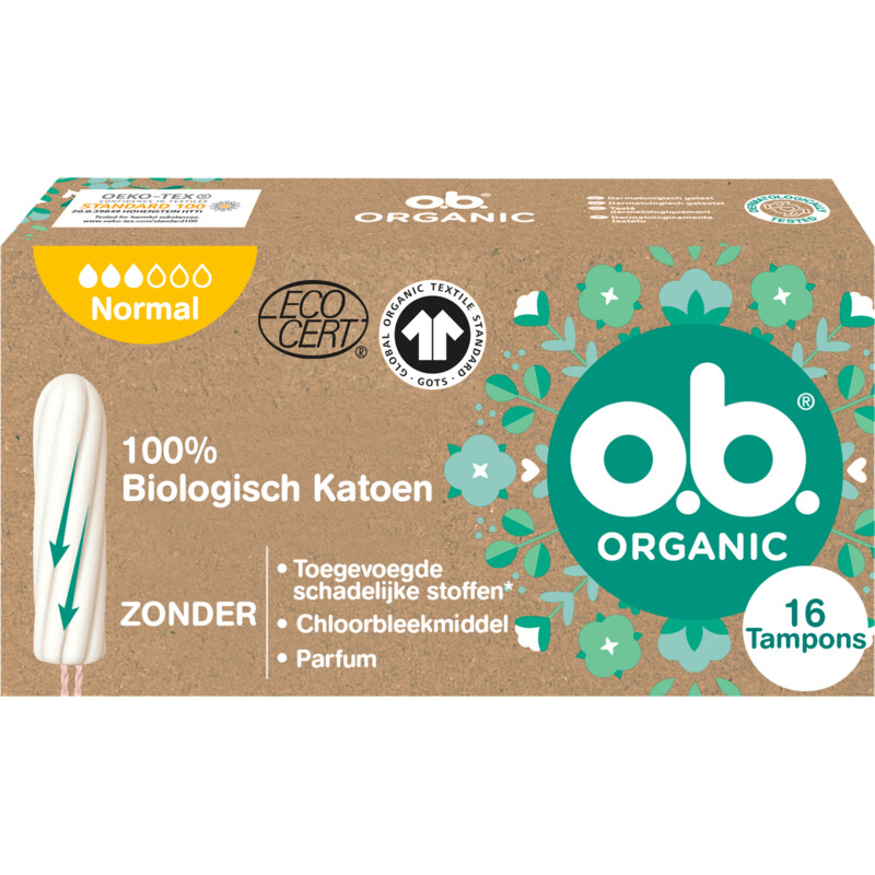 Een afbeelding van o.b. Organic cotton tampons normaal