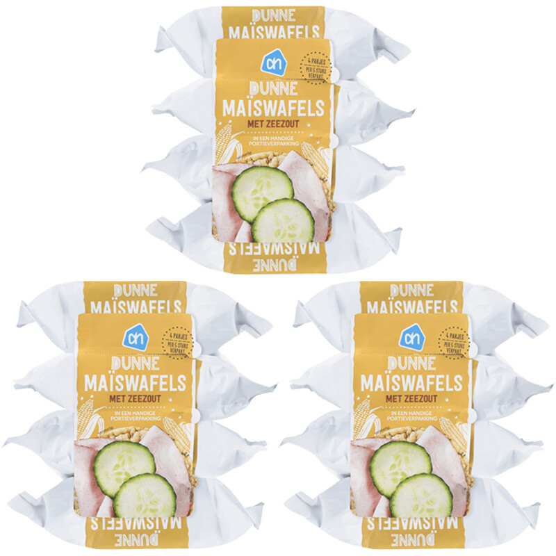 Een afbeelding van AH Dunne maïswafels met zeezout 3-pack