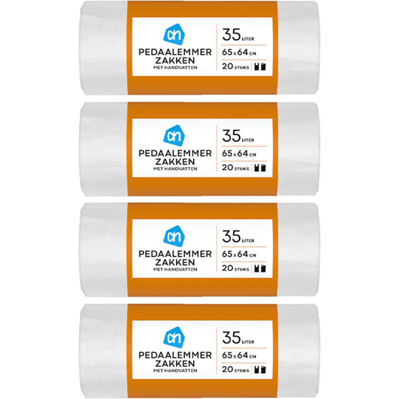 Een afbeelding van AH Pedaalemmerzakken 35 liter 4-pack