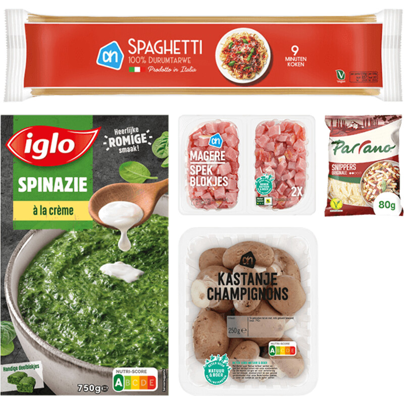 Een afbeelding van Iglo Spaghetti met spinazie & spekjes pakket