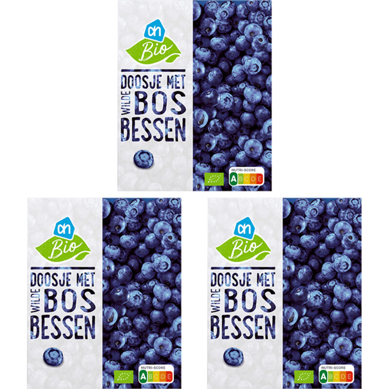 Een afbeelding van AH Biologisch Doosje met wilde bosbessen 3-pack