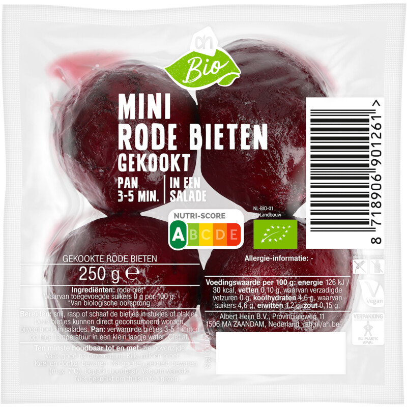 Een afbeelding van AH Biologisch Mini rode gekookte bieten