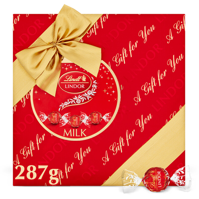 Een afbeelding van Lindt Lindor melkchocolade kerstcadeau bonbons
