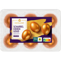 Een afbeelding van AH Excellent Gouden gekleurde eieren gekookt