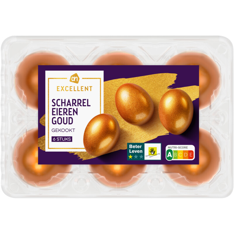 Een afbeelding van AH Excellent Gouden gekleurde eieren gekookt
