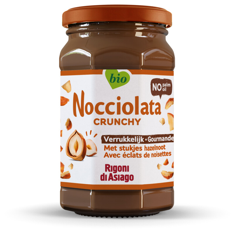 Een afbeelding van Nocciolata Crunchy hazelnootpasta zonder palmolie