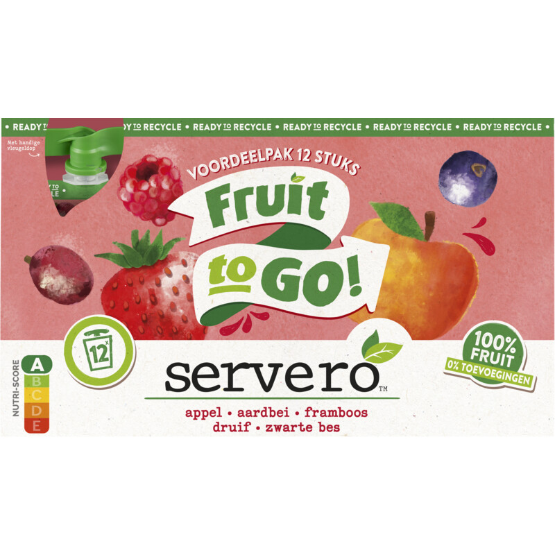Een afbeelding van Servero Fruit to go appel aardbei framboos