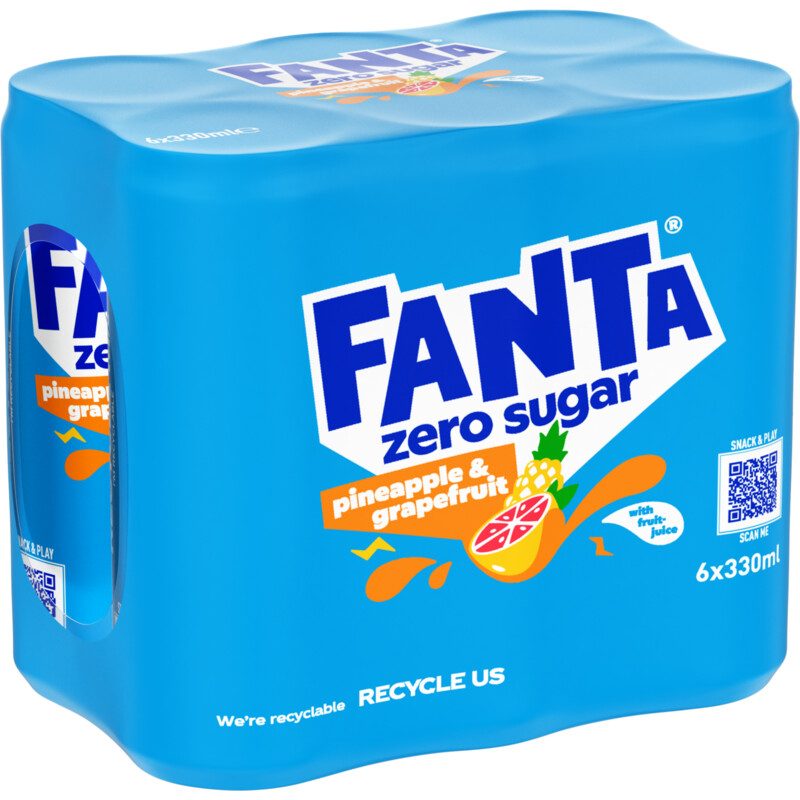 Een afbeelding van Fanta Pineapple grapefruit zero 6-pack bel