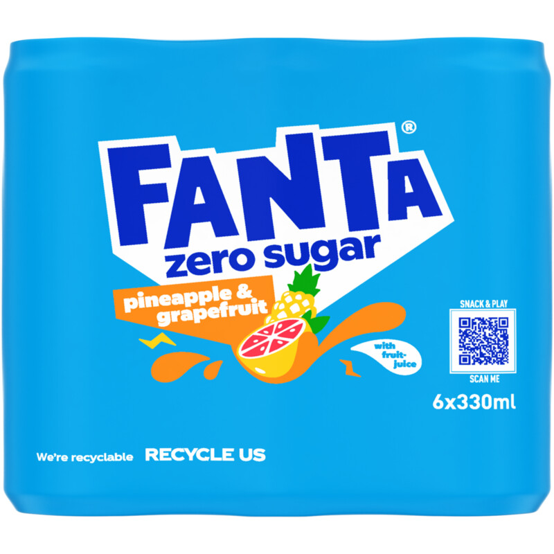 Een afbeelding van Fanta Pineapple grapefruit zero 6-pack bel