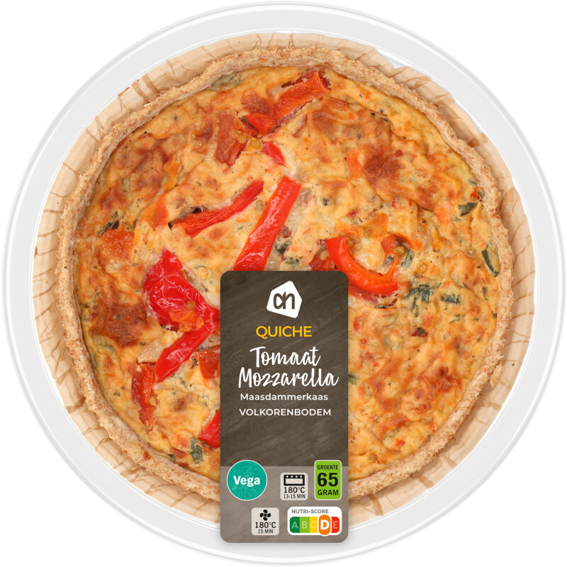Een afbeelding van AH Quiche tomaat mozzarella volkoren bodem