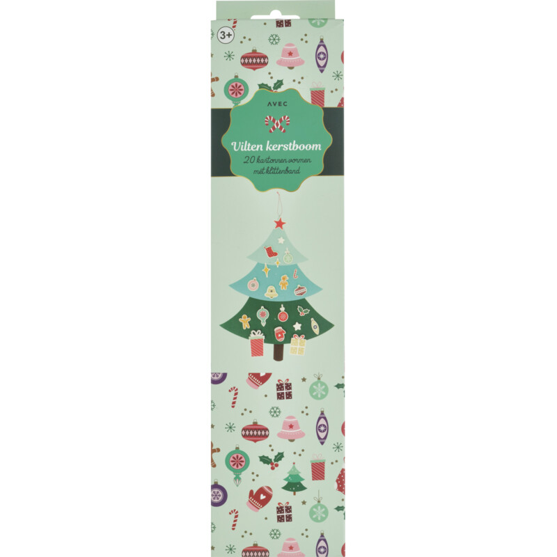 Een afbeelding van Avec Vilten kerstboom met klittenband deco