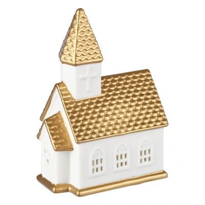 pdp-image-AH Kerkje porselein gouden dak met lampje