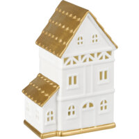 Een afbeelding van AH Huisje porselein gouden dak met lampje