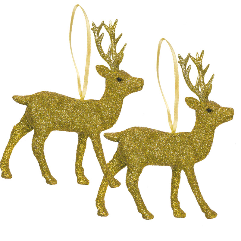 Een afbeelding van Decoris Hertje glitter goud