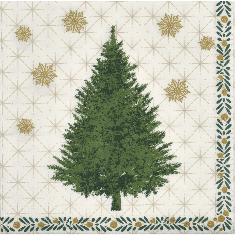 Een afbeelding van AH Servet kerstboom creme 33x33cm