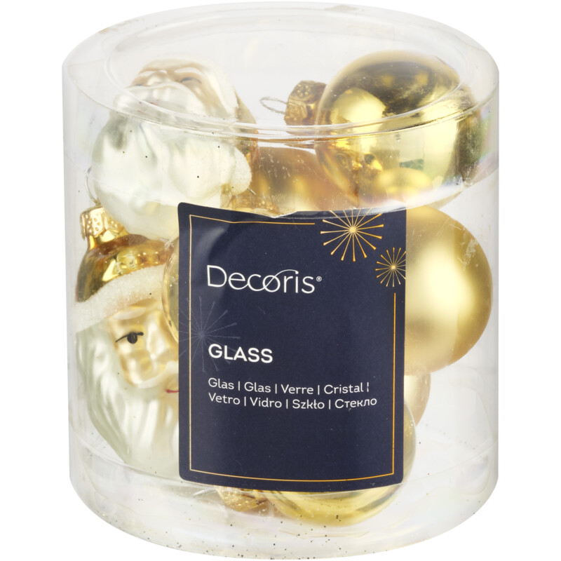 Een afbeelding van Decoris Bakje glasfiguren goud 3cm