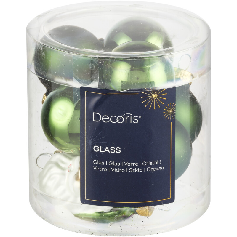 Een afbeelding van Decoris Bakje glasfiguren dennengroen 3cm