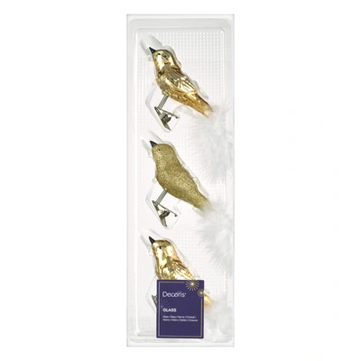 pdp-image-Decoris 3 glazen vogeltjes op clip goud