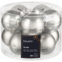Afbeelding van Decoris Glazen ballen set 6cm grijs