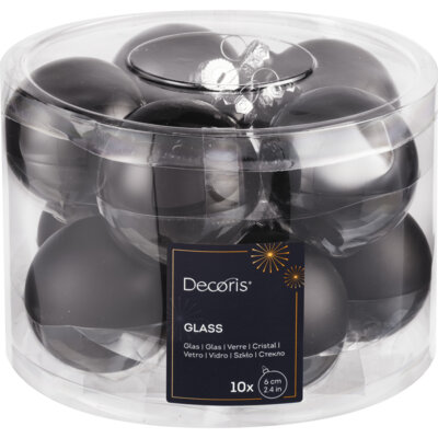 pdp-image-Decoris Glazen ballen set 6cm zwart