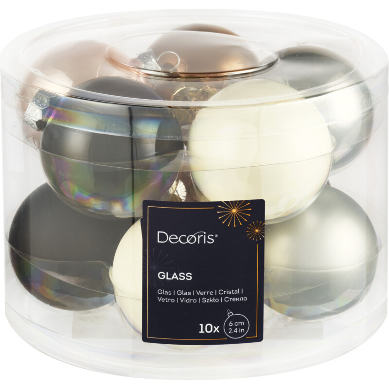 Een afbeelding van Decoris Glazen ballen set 6cm multicolour fest