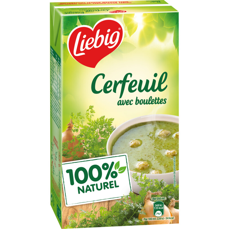 Een afbeelding van Liebig Kervel soep met balletjes bel