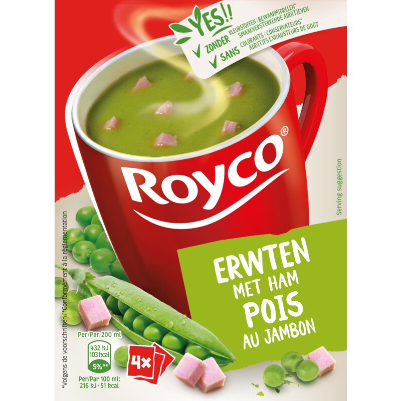 Een afbeelding van Royco Minute soup classic Erwten met HamBEL