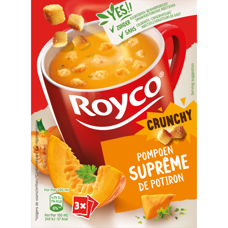 Een afbeelding van Royco Minute soup crunchy Pompoens BEL