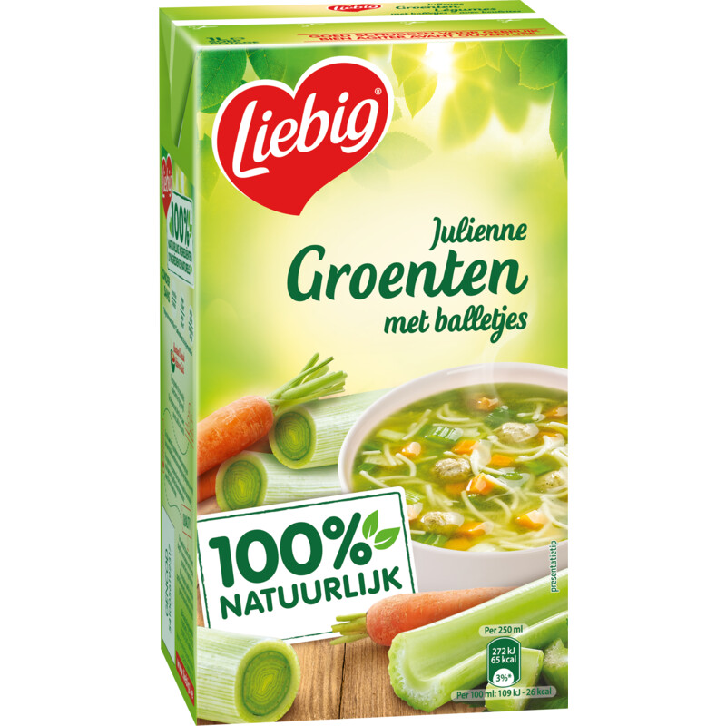 Een afbeelding van Liebig Julienne groentensoep met balletjes bel