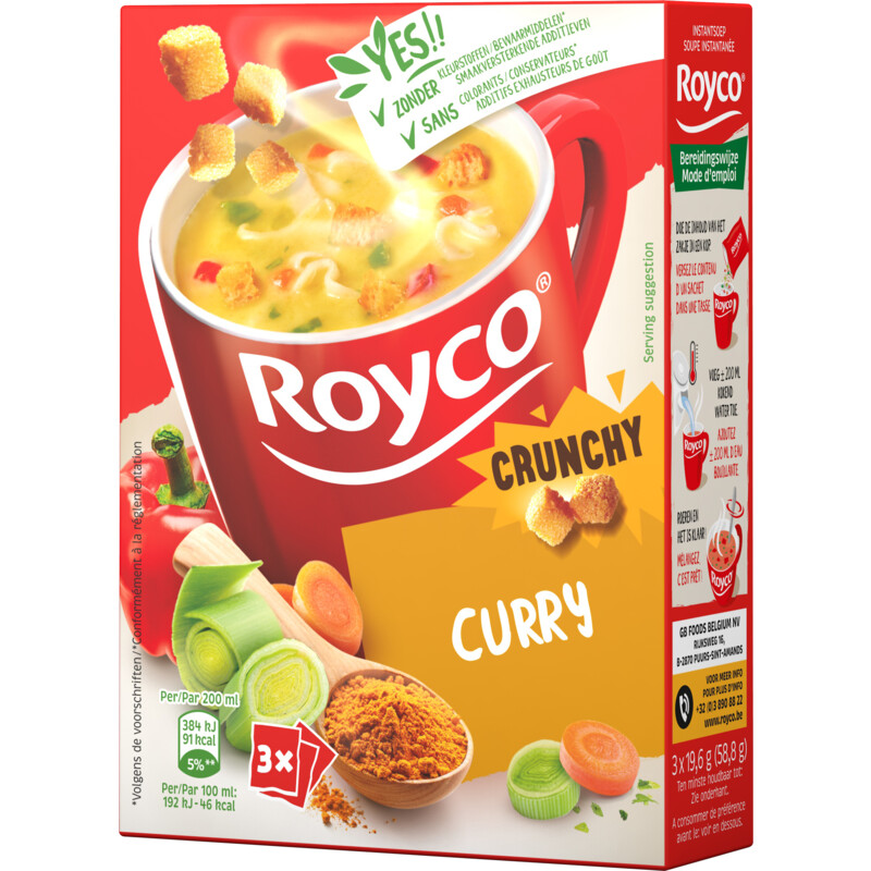 Een afbeelding van Royco Minute soup curry BEL