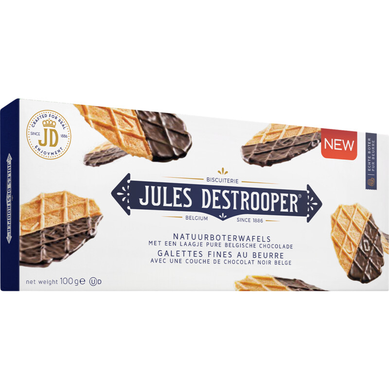 Een afbeelding van Jules Destrooper Natuurboterwafels pure chocolade