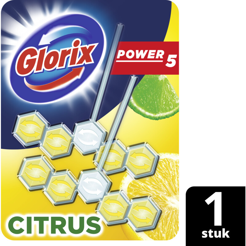 Een afbeelding van Glorix Power5 citrus duo pack wc-blok 2-pack
