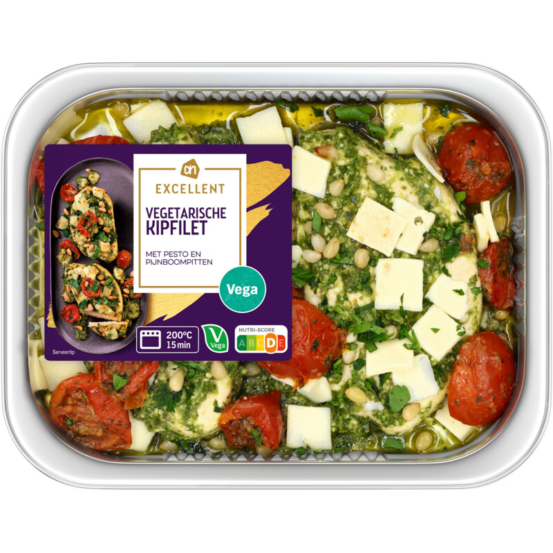 Een afbeelding van AH Excellent Ovenschotel vegetarische kipfilet pesto