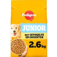 Een afbeelding van Pedigree Junior met gevogelte en groenten
