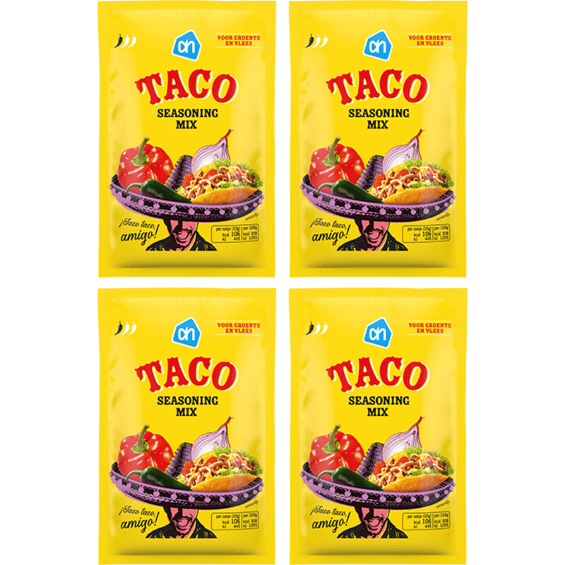 Een afbeelding van AH Taco seasoning mix 4-pack