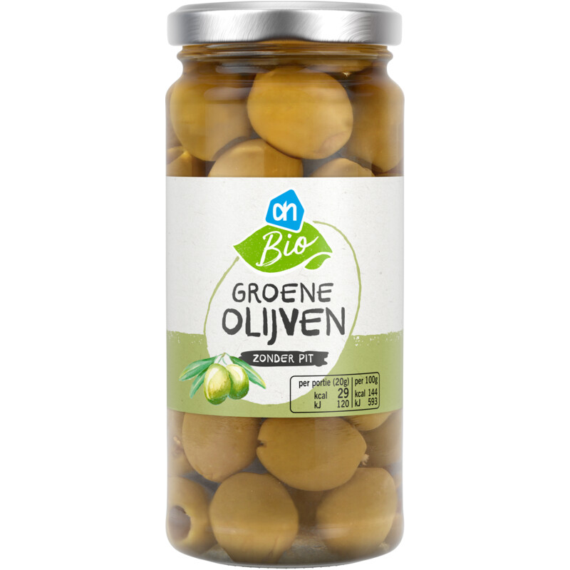 Een afbeelding van AH Biologisch Groene olijven zonder pit