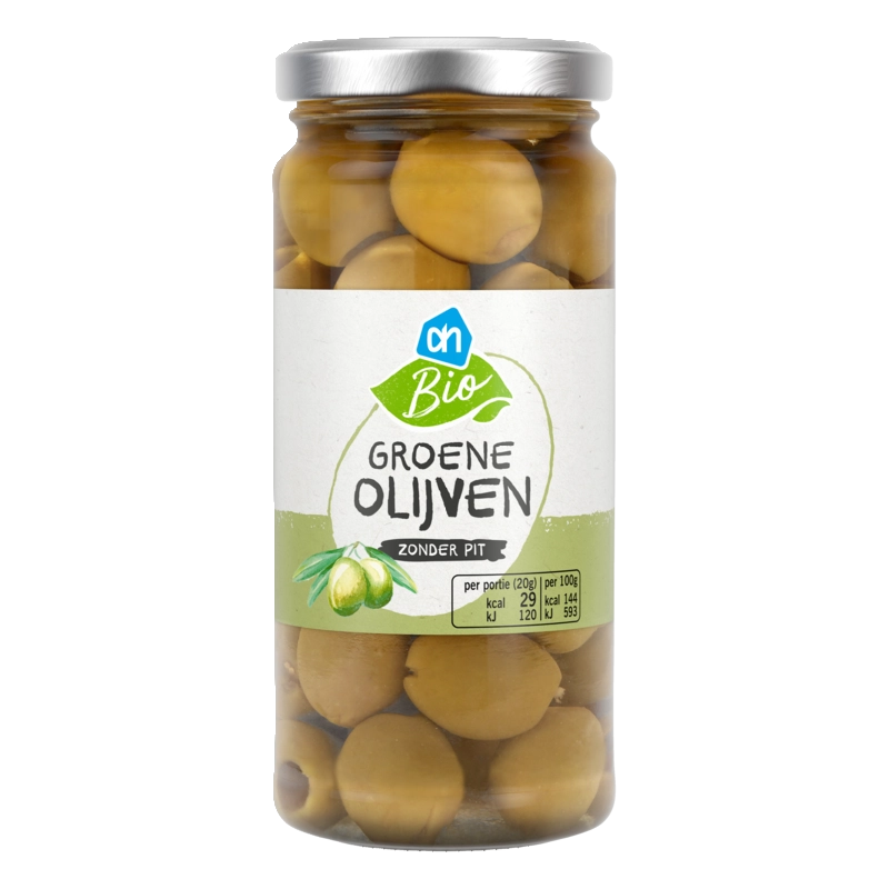 AH Biologisch Groene olijven zonder pit
