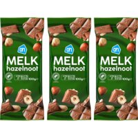 Een afbeelding van AH Tablet melk-hazelnoot 3-pack