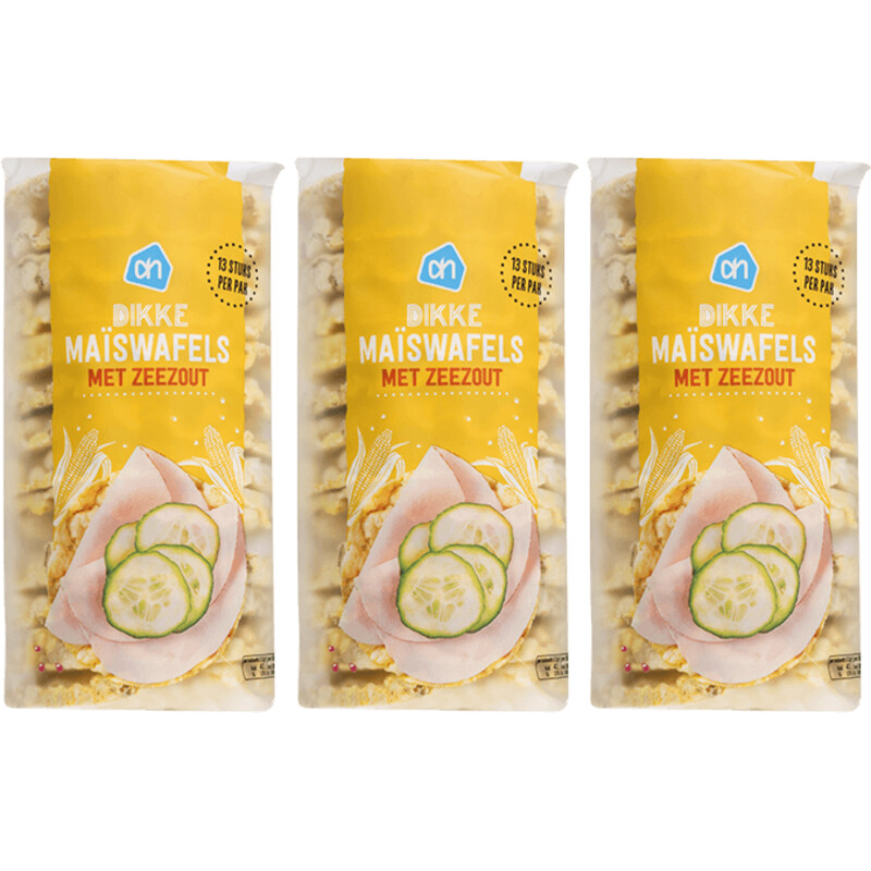 Een afbeelding van AH Dikke maiswafels met zeezout 3-pack