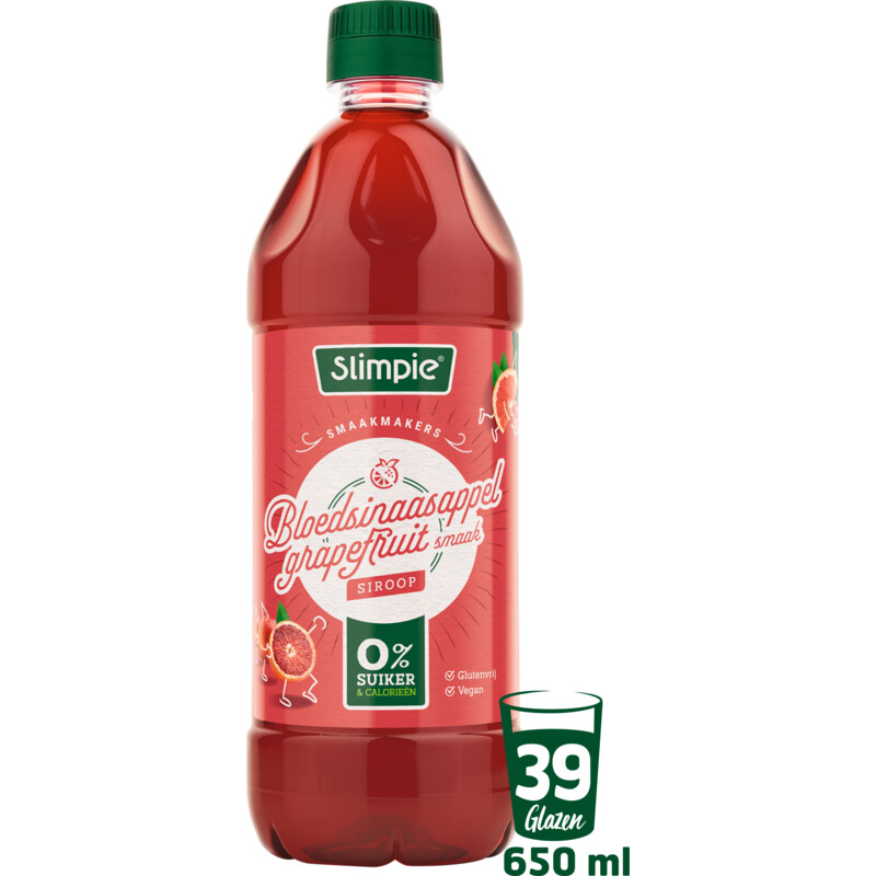 Een afbeelding van Slimpie Bloedsinaasappel grapefruit siroop 0%