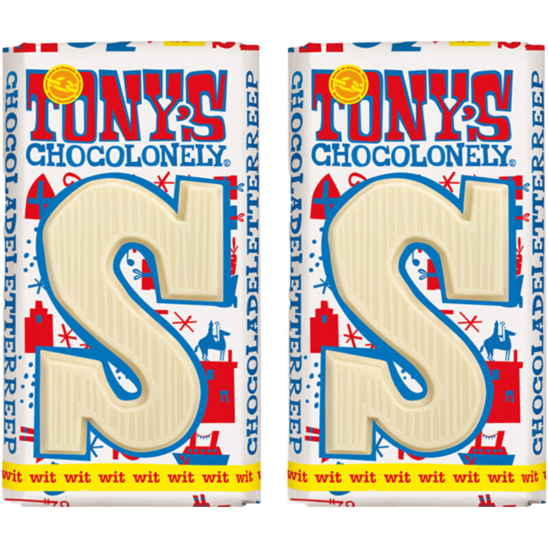 Een afbeelding van Tony's Chocolonely Witte Chocolonely letterreep S 2-pack