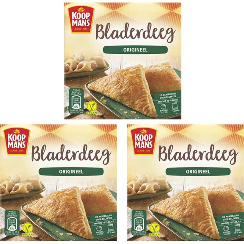 Een afbeelding van Koopmans bladerdeeg 3-pack