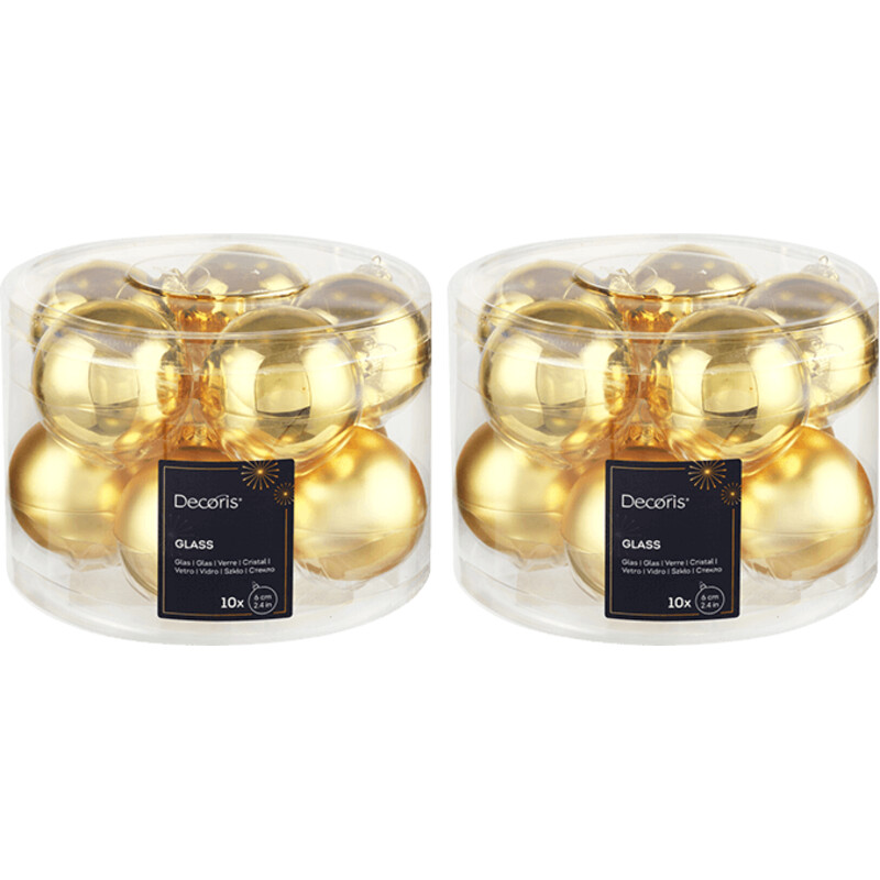 Een afbeelding van Decoris Glazen ballen Goud 20 stuks pakket