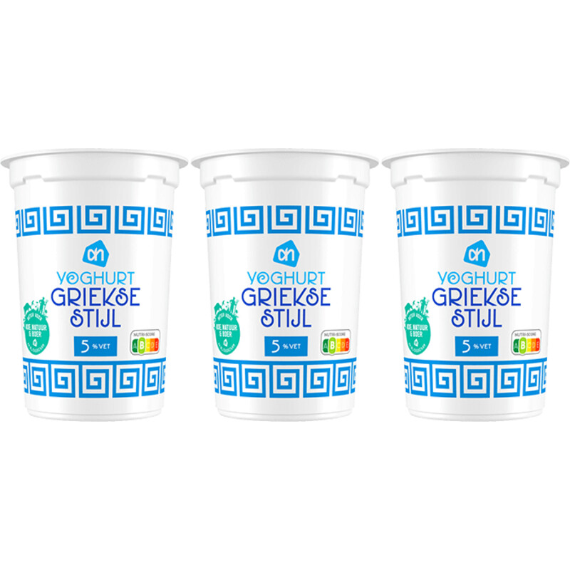 Een afbeelding van AH Yoghurt Griekse stijl 5% vet 3-pack