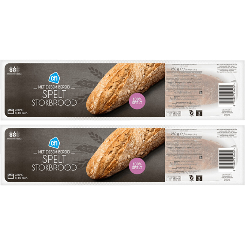 Een afbeelding van AH Spelt stokbrood desem bereid 2-pack