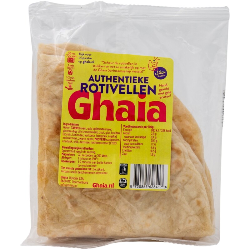 Een afbeelding van Ghaia Surinaamse roti gele erwten