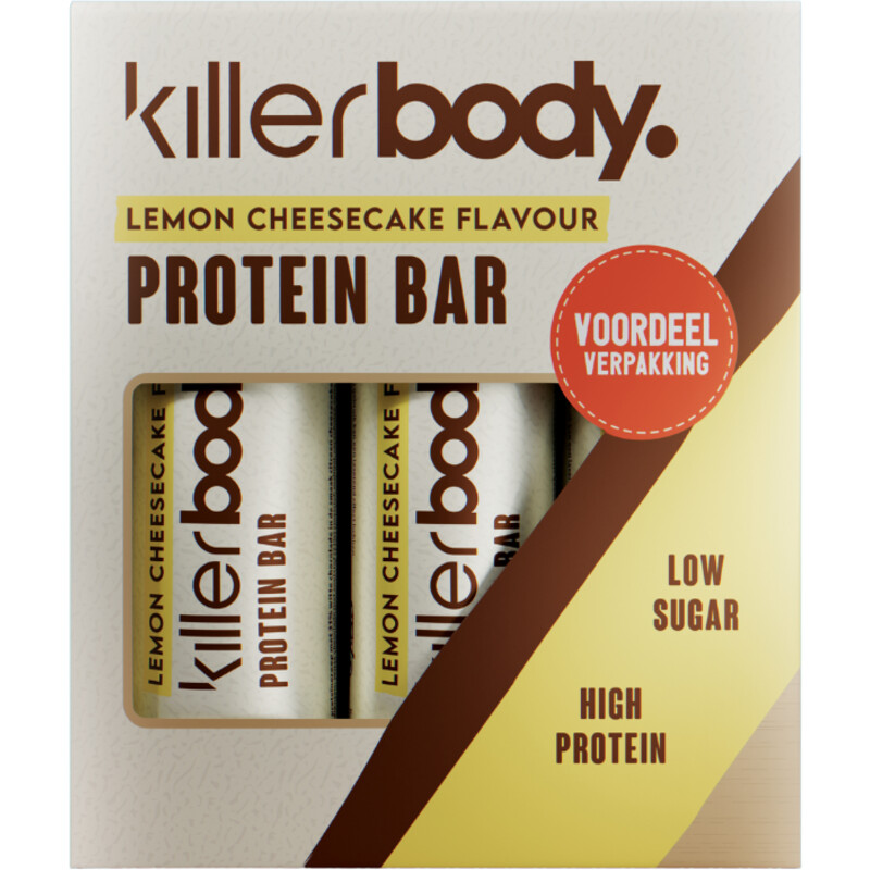 Een afbeelding van Killerbody Lemon cheesecake protein bars voordeel