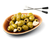 Een afbeelding van AH Groene olijven met knoflook